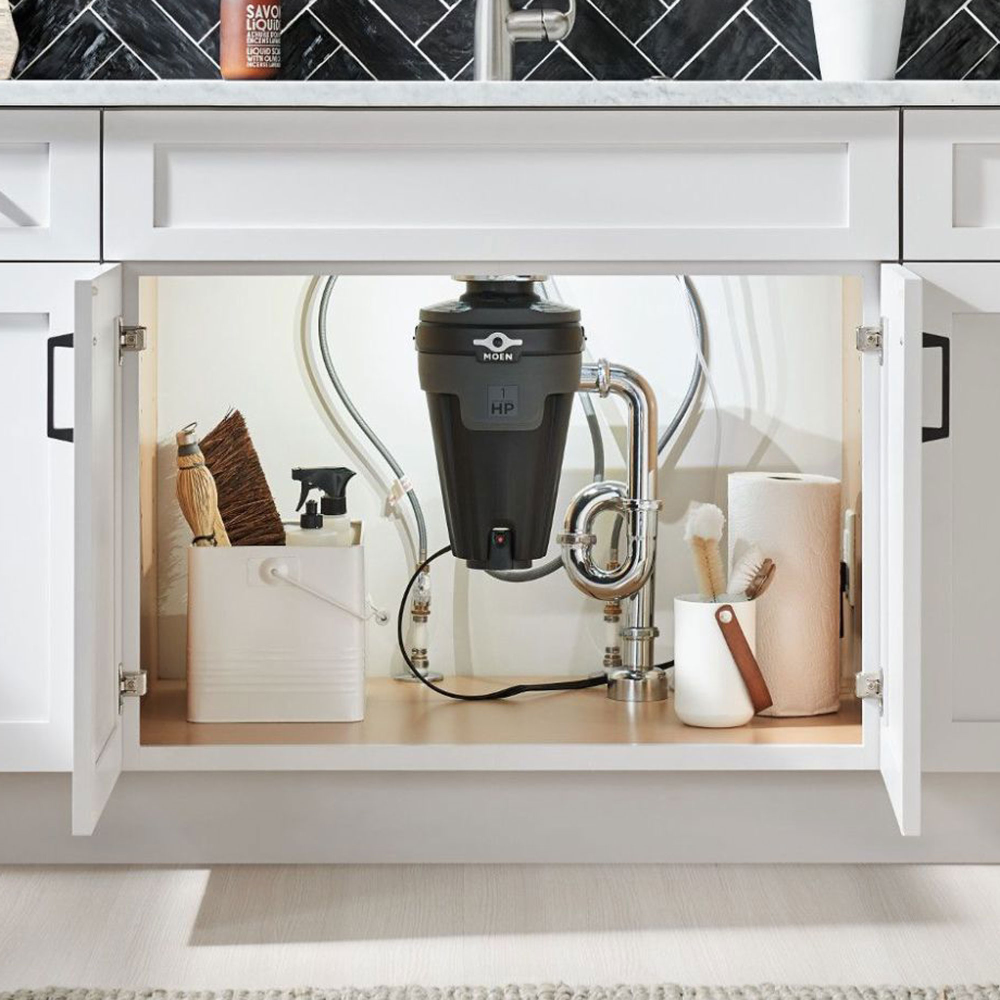 Garbage disposal under kitchen sink