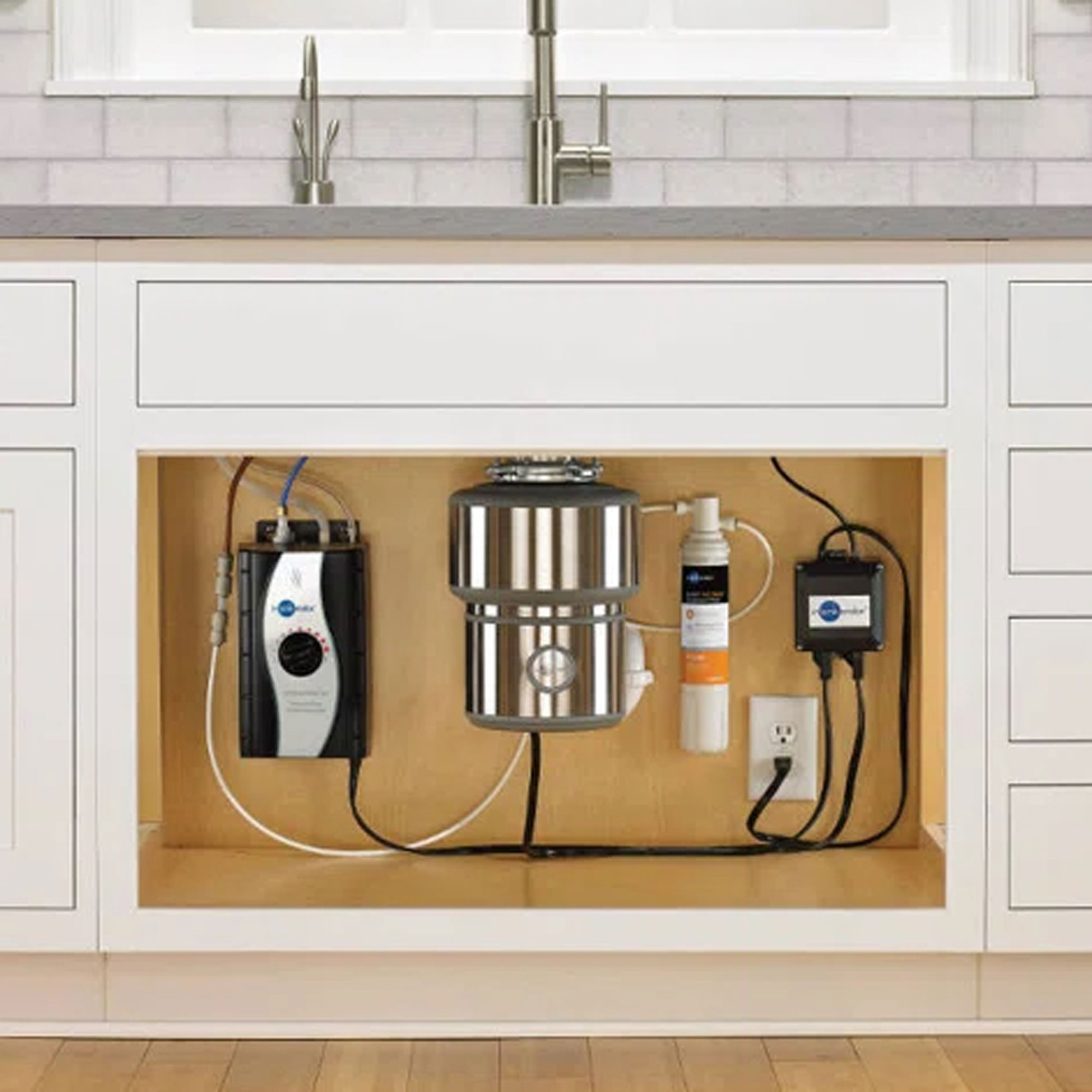 Garbage disposal under kitchen sink